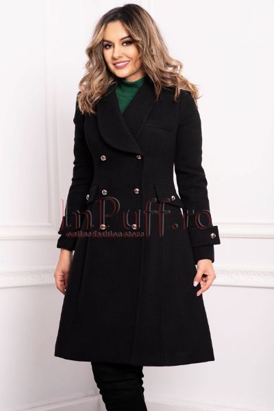 palton dama negru elegant