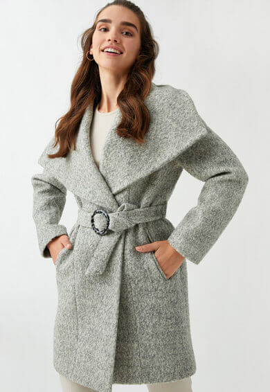 Palton din amestec de lana gri