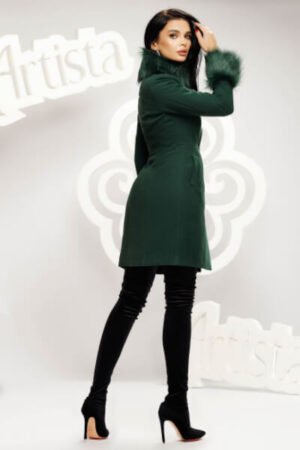 palton-verde casual elegant dama gros de iarna