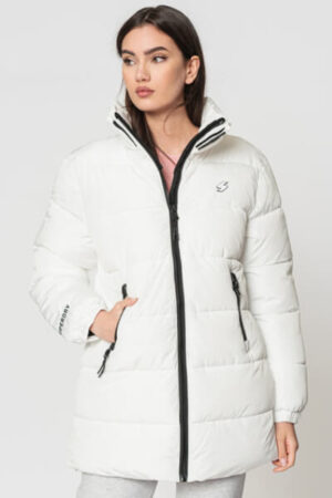 Geaca lunga alba SUPERDRY