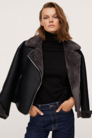 Geaca tip biker dama neagra