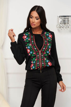 geaca dama tip bomber din stofa elastica
