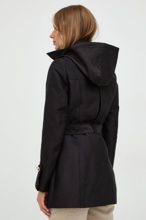 palton dama scurt negru cu nasturi