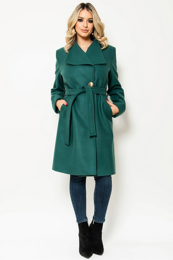 palton verde din stofa cu lana