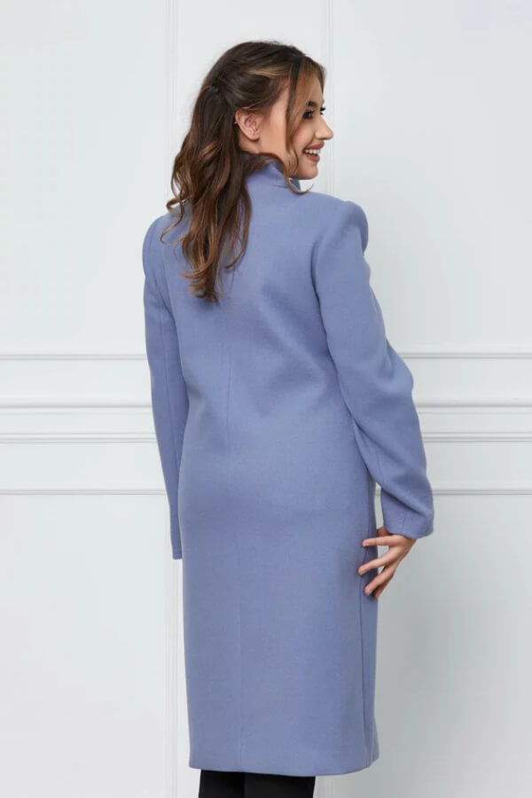 palton elegant bleu din lana marime mare