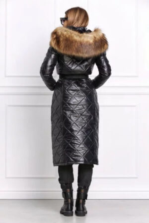 geaca dama din fas lunga neagra
