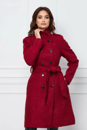 palton dama bordo cordon in talie