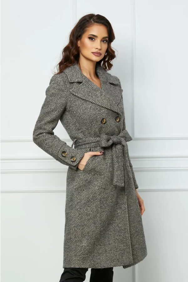 palton din lana lung gri