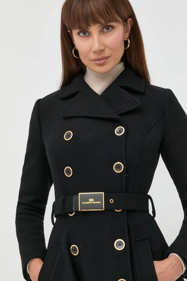 palton din lana negru Elisabetta Franchi