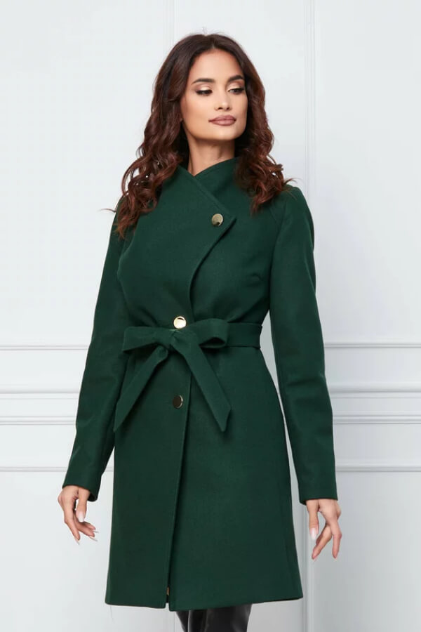 palton elegant verde din stofa