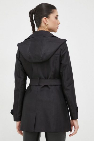 palton dama cu gluga scurt Morgan negru