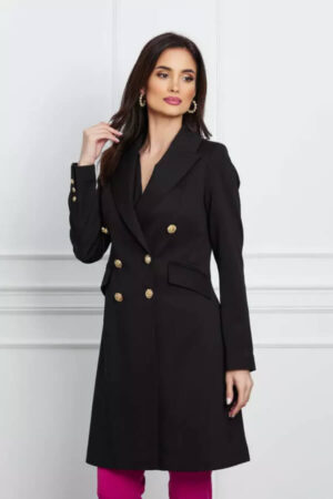 pardesiu elegant cu buzunare dama negru