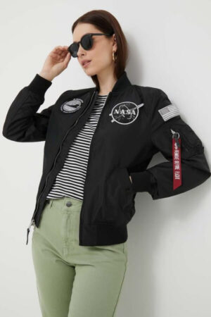 geaca bomber cu doua fete Alpha Industries neagra de tranzitie