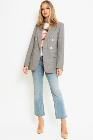 sacou dama casual-office gri cu nasturi
