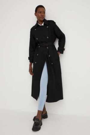trenci de dama din in negru model lejer
