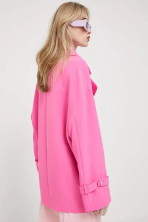 palton roz dama cu doua randuri de nasturi