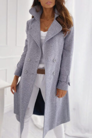 palton femei calduros gri lung elegant
