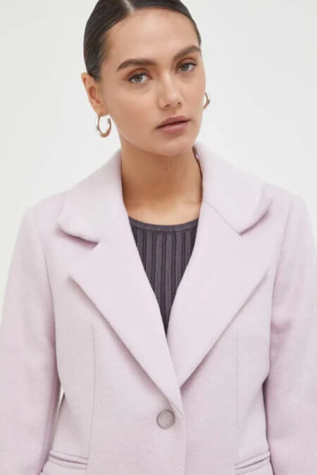 palton elegant din lana roz modern pentru femei Guess