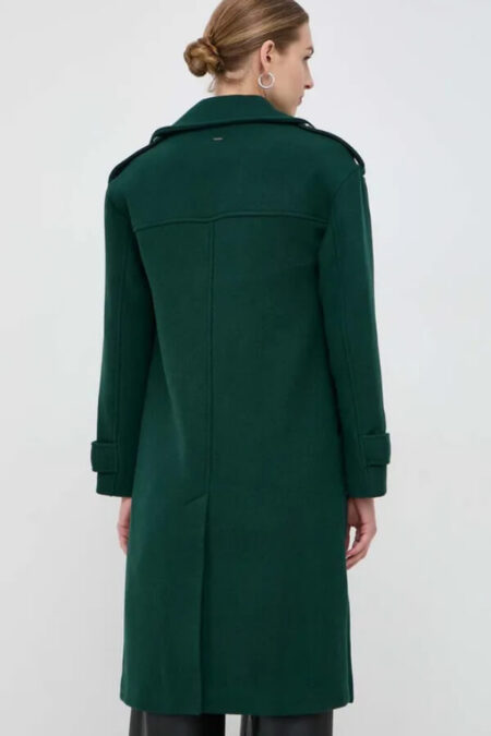 palton dama din lana verde cu croi lejer Morgan