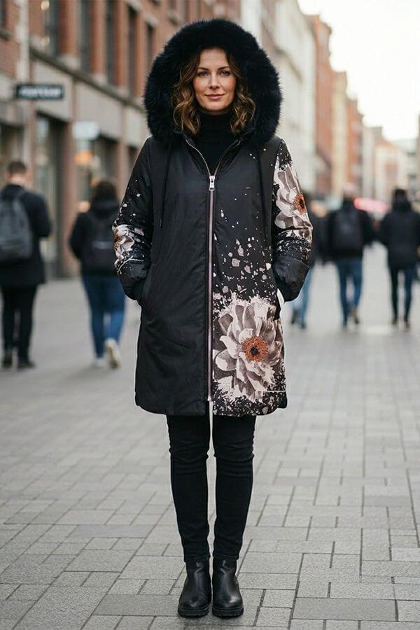 geaca fas neagra motive florale geaca fas neagra motive florale