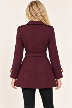 palton bordo scurt dama stil militar