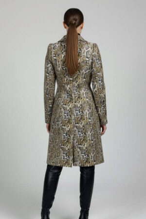 palton lung gri cu model snake skin